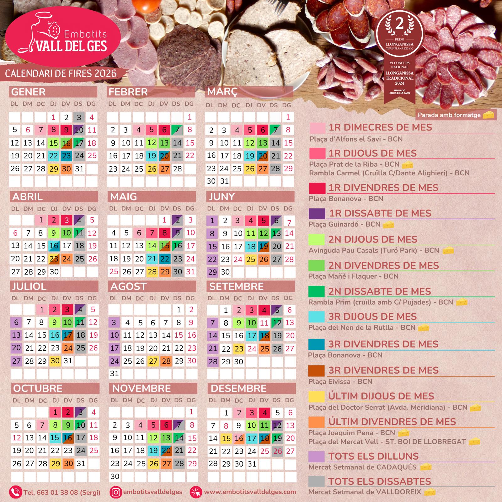 Calendari Embotits Vall del Ges 2026